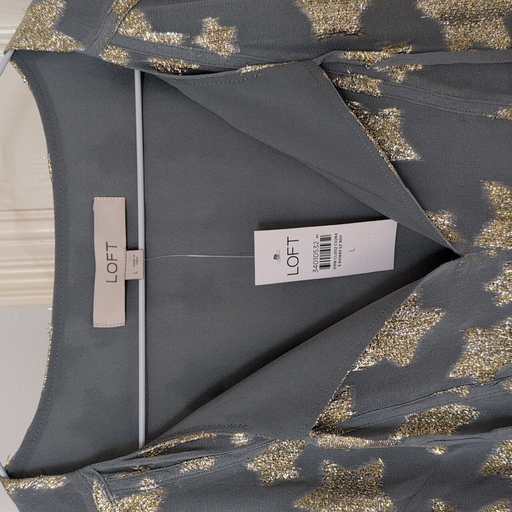 Loft Gray and Gold Holiday Dress - Picture 3 of 4